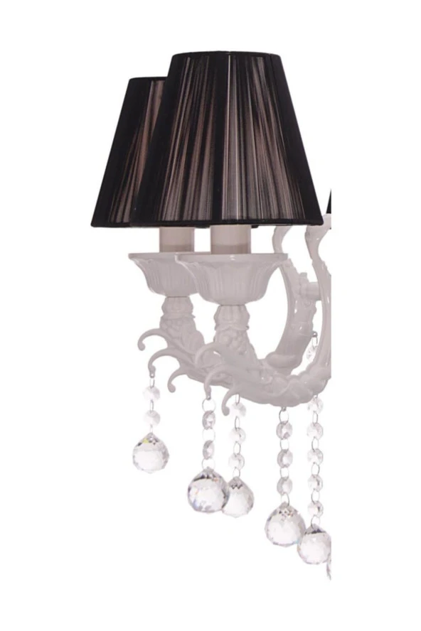 Umur Aydınlatma Novel 5'Li Beyaz Siyah Şapkalı Avize - Resim 4