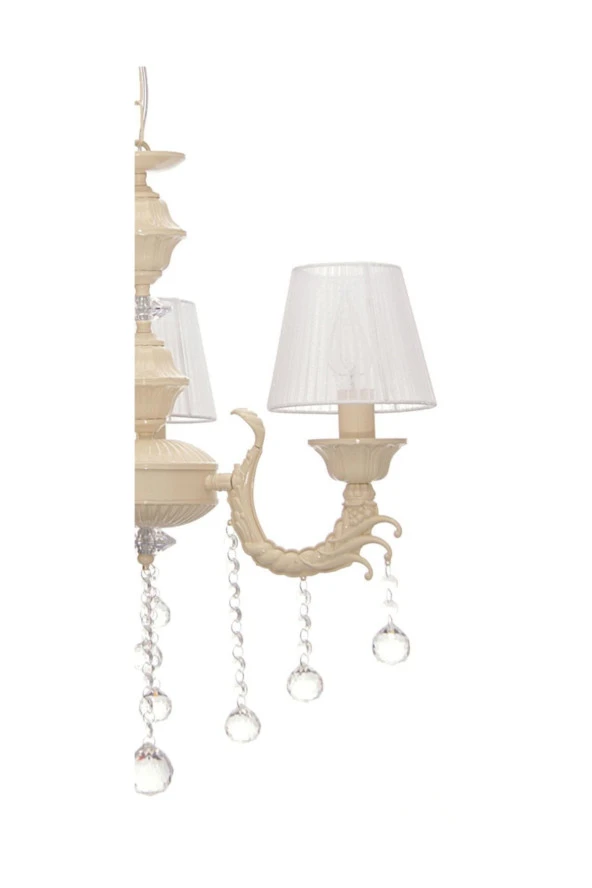 Umur Aydınlatma Novel 3'Lü Krem Renk Abajurlu Avize - Resim 2