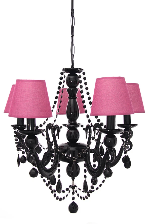 Umur Aydınlatma Bella Retro 5'li Siyah Fuşya Şapkalı Sarkıt Avize ürün görseli