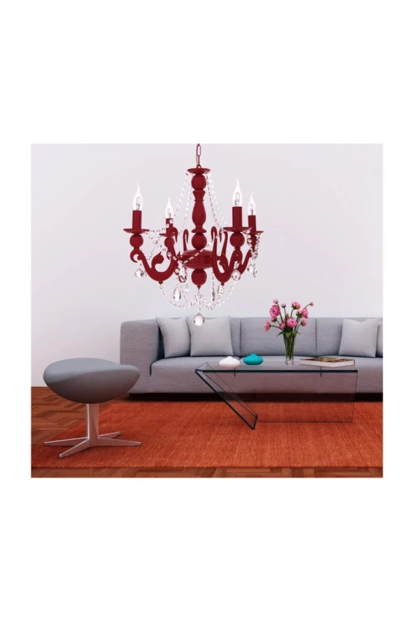 Umur Aydınlatma Bella Retro 4'lü Kırmızı Kristal Taşlı Avize ürün görseli