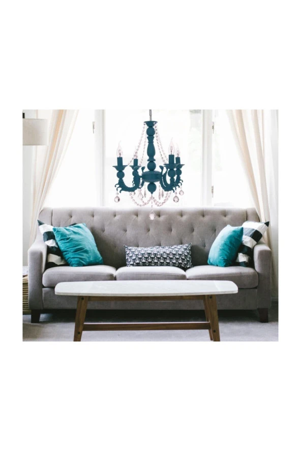 Umur Aydınlatma Eleganza 4'lü Turkuaz Avize - Resim 2