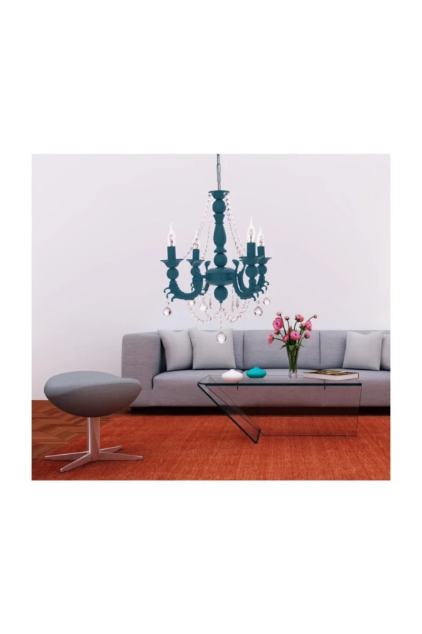 Umur Aydınlatma Eleganza 4'lü Turkuaz Avize - Resim 3