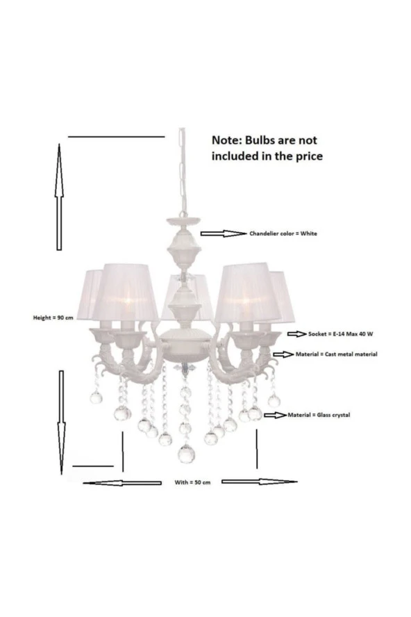 Umur Aydınlatma Novel 5'li beyaz şapkalı avize - Resim 4