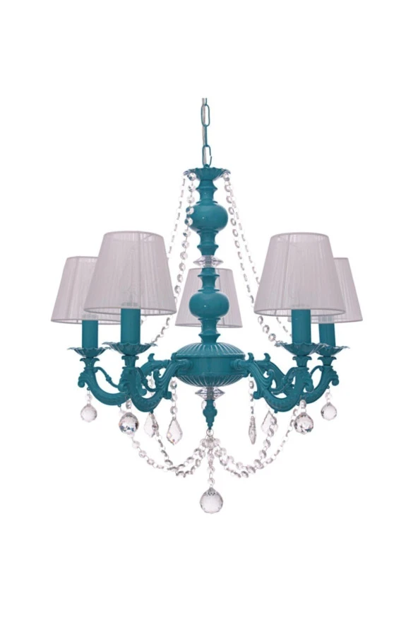 Umur Aydınlatma Dolce Vita 5'li Turkuaz Mavi Abajurlu Avize ürün görseli