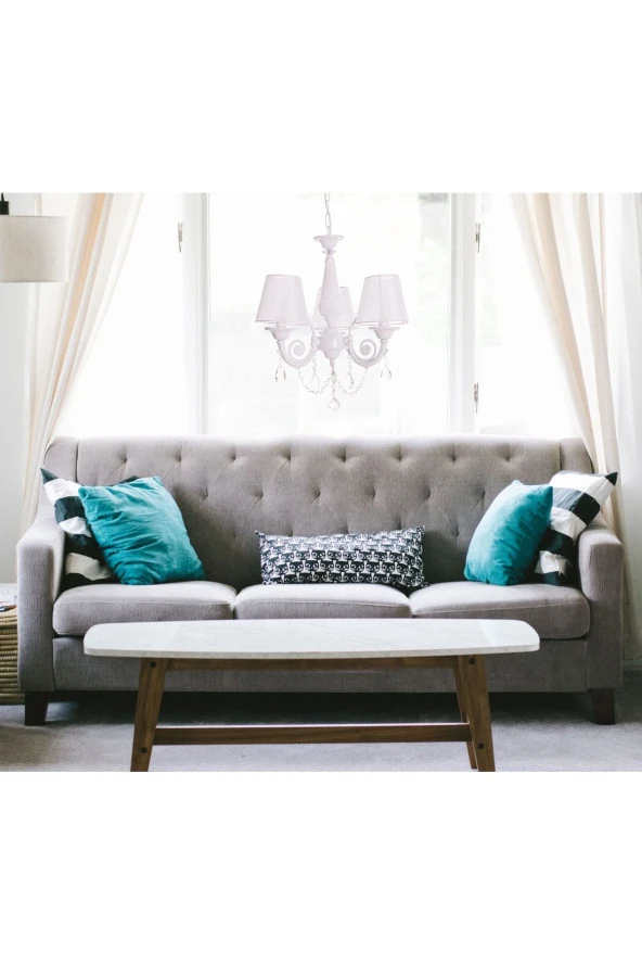 Umur Aydınlatma Senay 3'lü beyaz şapkalı minimalist tasarım avize ürün görseli