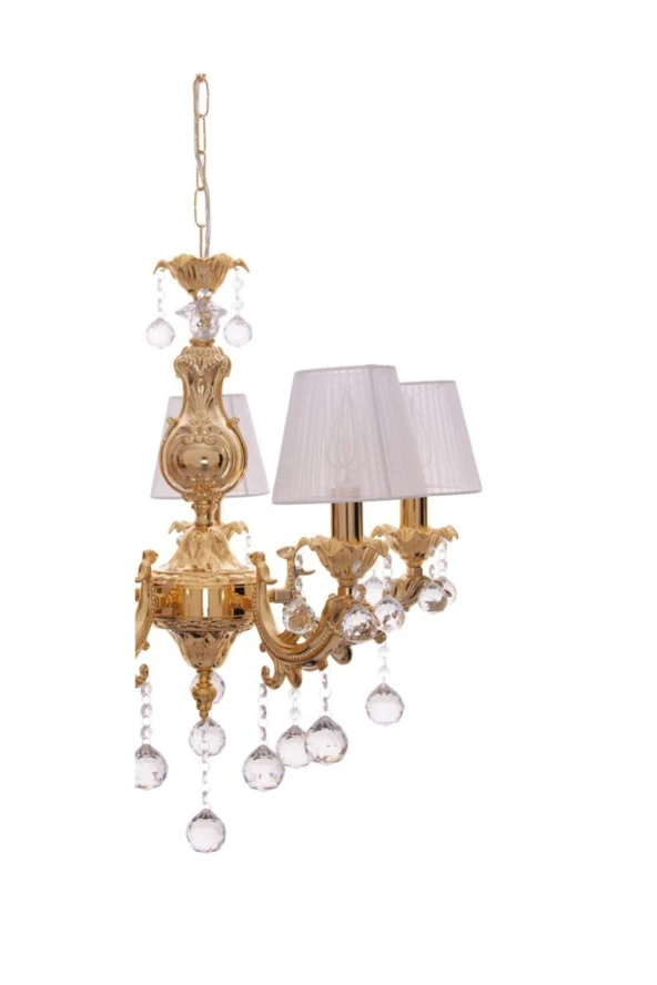 Umur Aydınlatma Şah 5'Li Sarı Kaplama Abajurlu Avize - Resim 2