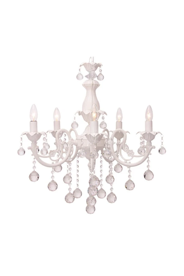 Umur Aydınlatma Zümrüt 5'Li Beyaz Avize - Resim 2