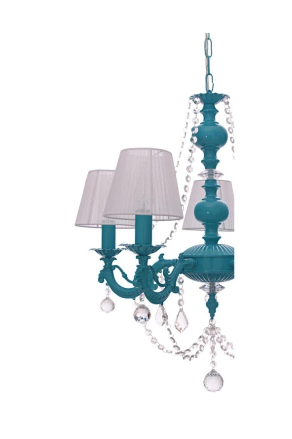 Umur Aydınlatma Dolce Vita 5'li Turkuaz Mavi Abajurlu Avize - Resim 2
