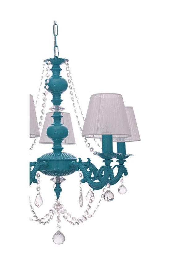 Umur Aydınlatma Dolce Vita 5'li Turkuaz Mavi Abajurlu Avize - Resim 3