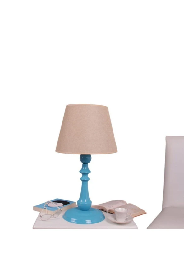 Umur Aydınlatma Orla Turkuaz Ayak Krem Şapkalı Abajur ürün görseli