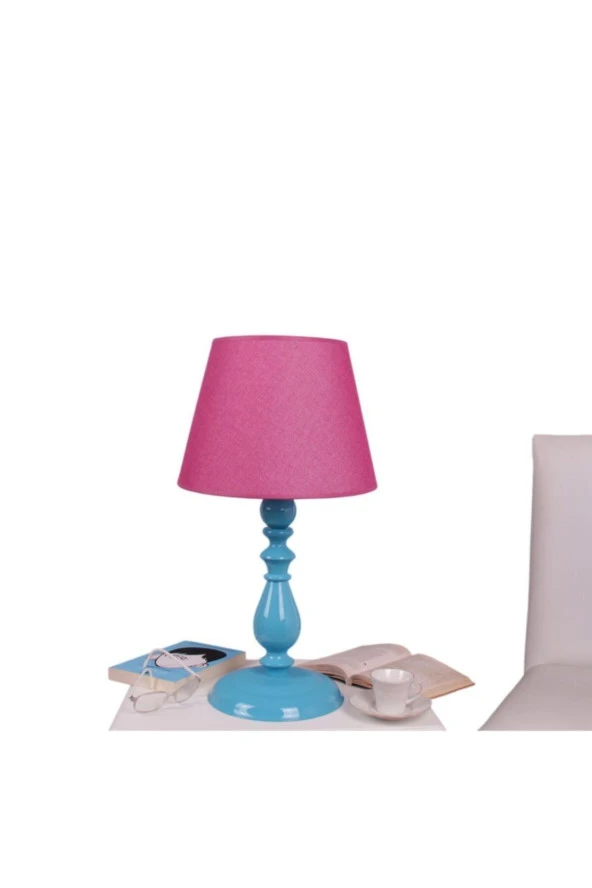 Umur Aydınlatma Otto Turkuaz Ayak Fuşya Şapkalı Abajur ürün görseli