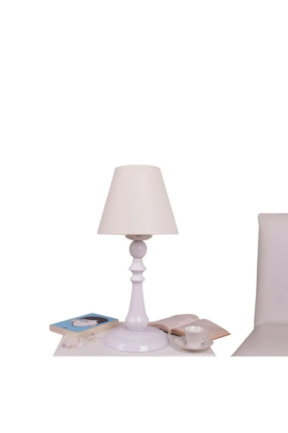 Umur Aydınlatma Orla Beyaz Ayak Beyaz Şapkalı Abajur ürün görseli