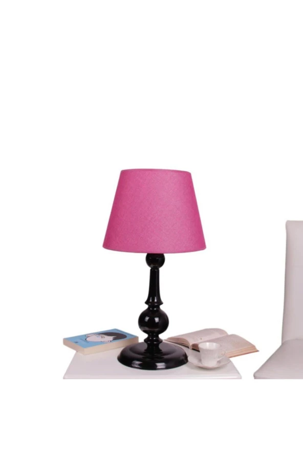 Umur Aydınlatma Zen Siyah Ayak Fuşya Şapkalı Abajur ürün görseli