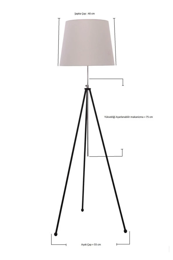 Umur Aydınlatma Tripod Beyaz Ayak Beyaz Şapkalı Lambader - Resim 2
