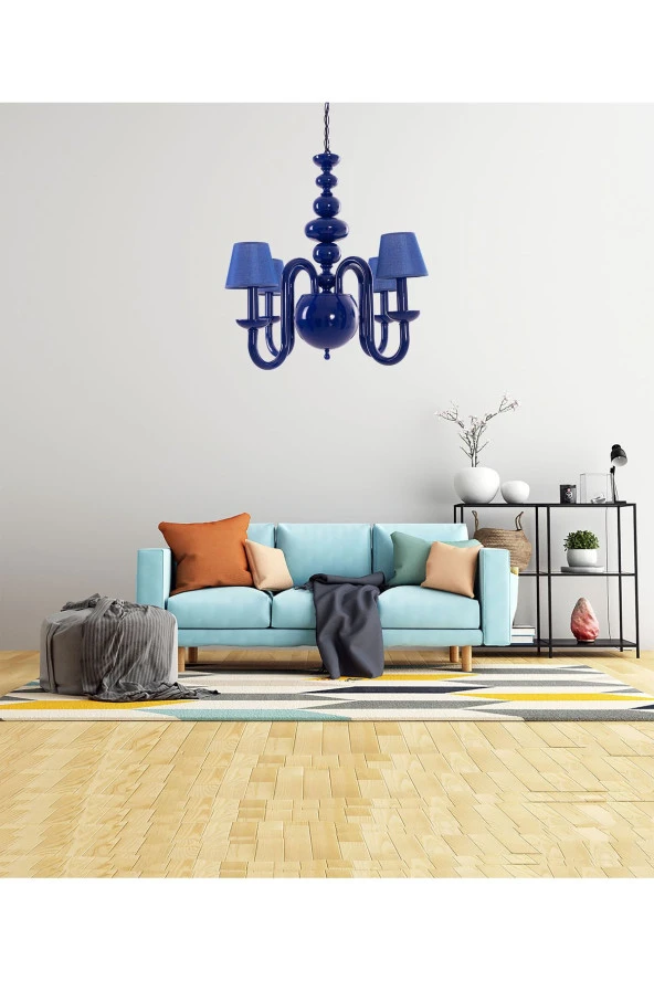 Umur Aydınlatma Roda 4'lü Parlement Mavi Şapkalı Sarkıt Avize - Resim 2