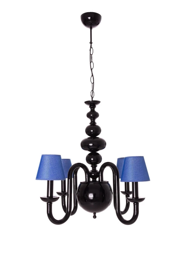 Umur Aydınlatma Roda 4'lü Siyah Mavi Şapkalı Sarkıt Avize ürün görseli