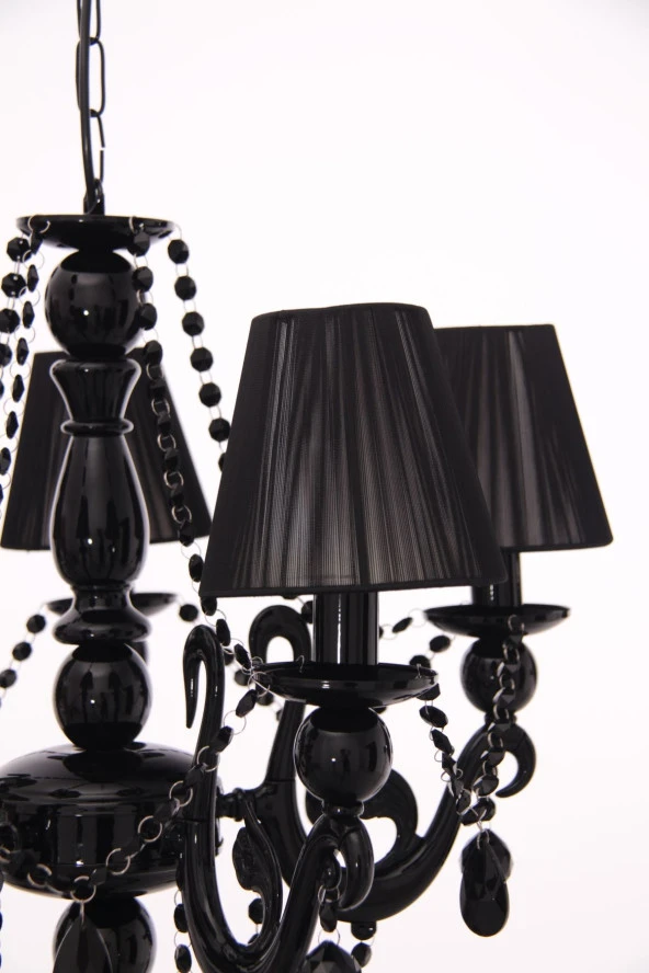 Umur Aydınlatma Bella Retro 5'li Siyah Şapkalı Sarkıt Avize - Resim 3