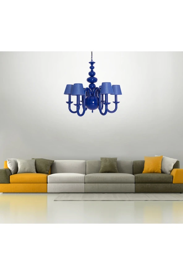 Umur Aydınlatma Roda 6'lı Parlement Mavi Şapkalı Sarkıt Avize - Resim 2