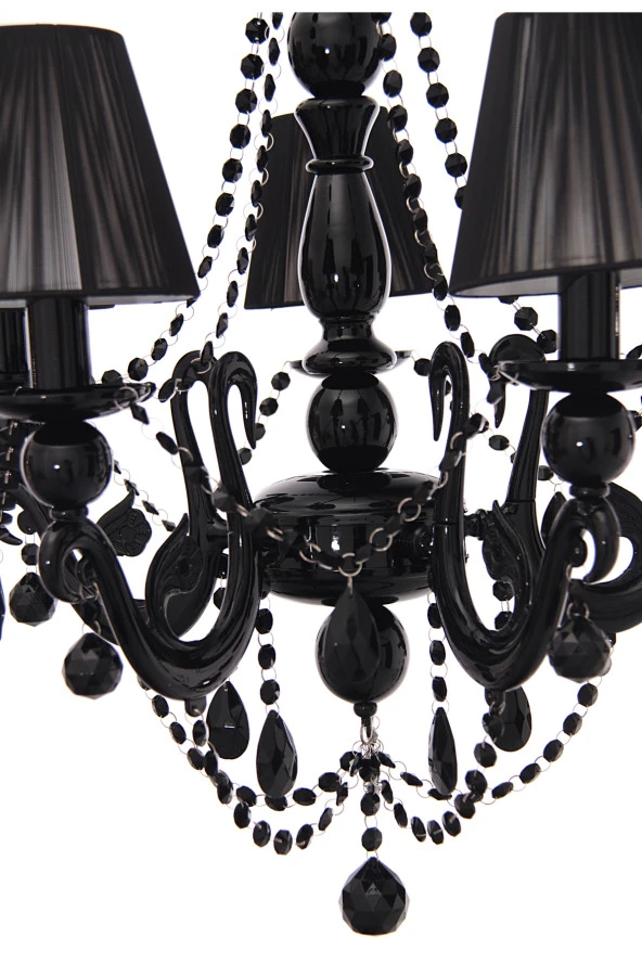 Umur Aydınlatma Bella Retro 5'li Siyah Şapkalı Sarkıt Avize - Resim 2