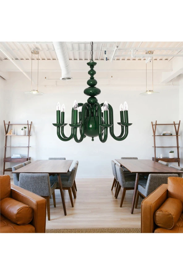 Umur Aydınlatma Roda 6'lı Yeşil Sarkıt Avize - Resim 2