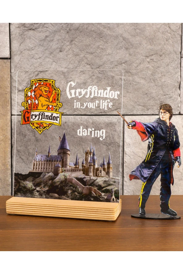 SEVGİ LAMBASI Harry Potter Hediyesi Hogwarts Gryffindor Binası Şeffaf Tablo