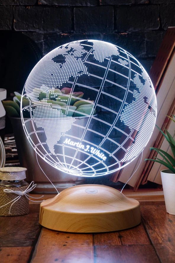 SEVGİ LAMBASI Dünya Haritası Figürlü 3D Led Gece Lambası, 3 Boyutlu Küre Dünya Haritası Led Lamba