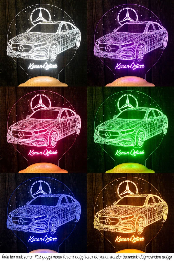 SEVGİ LAMBASI Mercedes Tasarımlı, Mercedes Benz Figürlü Led Masa Lambası, Mercedes Hayranlarına Dekoratif Hediye - 3