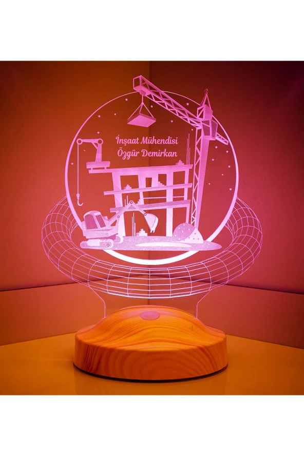 SEVGİ LAMBASI İnşaat Mühendisine Hediye, Müteahhit Hediyesi Masa Lambası, İnşaat Mühendisine İsimli Ofis Hediyesi - 5