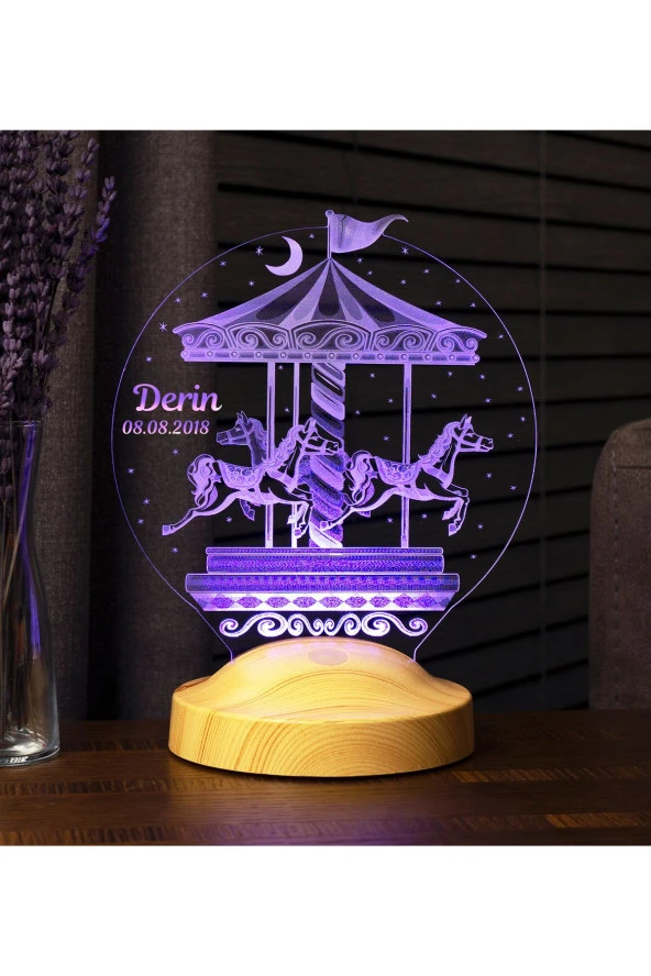 SEVGİ LAMBASI Çocuk Odası Hediyesi, Atlı Karınca Nostalji 3 Boyutlu Tatlı Uykular Kızım Hediyesi Led Lamba