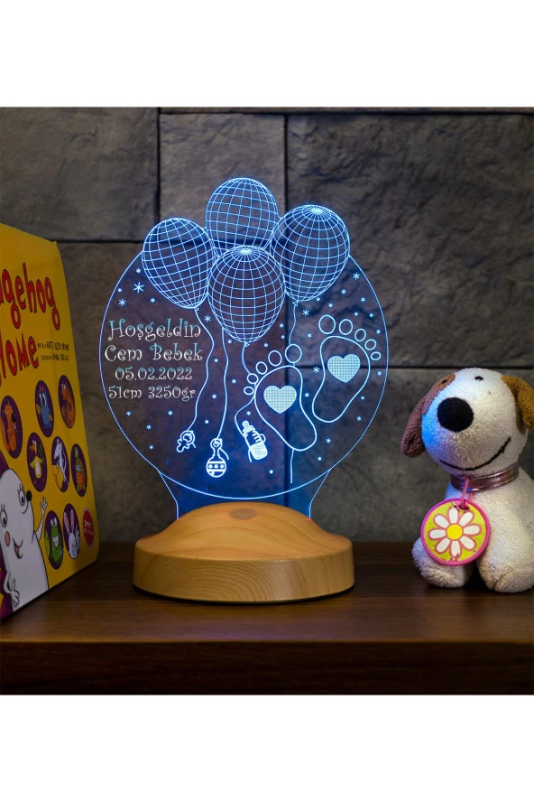 SEVGİ LAMBASI Yeni Doğan Bebek Hediyesi, Erkek Çocuğa Hediye, Hoş Geldin Prens Hediyesi 3 Boyutlu Led Lamba