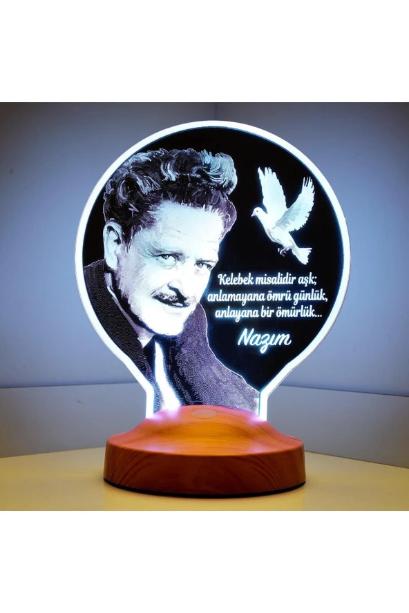 SEVGİ LAMBASI Nazım Hikmet Sözleri Yazılı 3 Boyutlu Led Lamba , 3D Led Gece Lambası