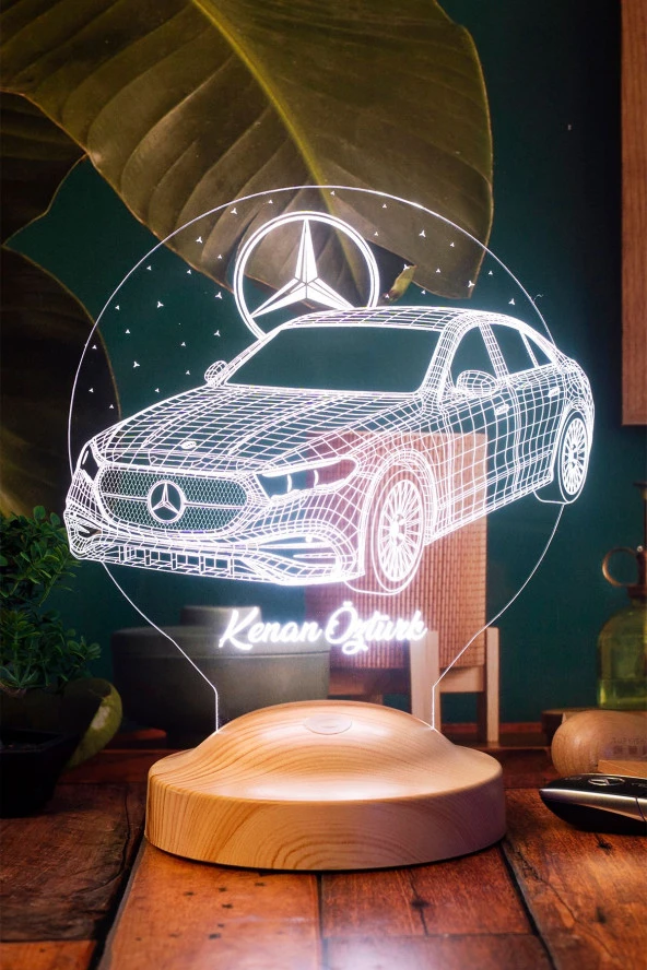 SEVGİ LAMBASI Mercedes Tasarımlı, Mercedes Benz Figürlü Led Masa Lambası, Mercedes Hayranlarına Dekoratif Hediye
