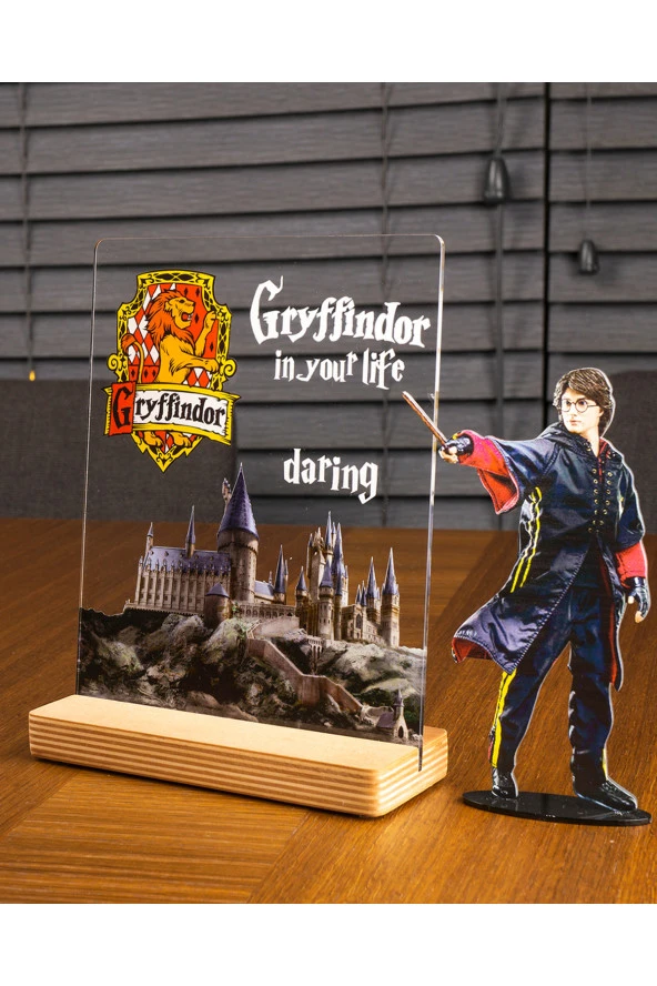 SEVGİ LAMBASI Harry Potter Hediyesi Hogwarts Gryffindor Binası Şeffaf Tablo - 3