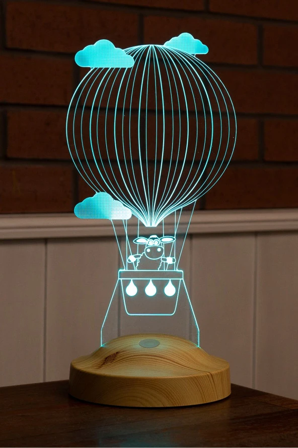 SEVGİ LAMBASI Çocuk Bebek Hediyesi, Kuzulu Balon 3 Boyutlu Hediye Led Lamba - 5