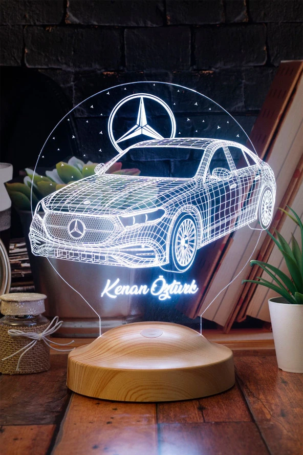 SEVGİ LAMBASI Mercedes Tasarımlı, Mercedes Benz Figürlü Led Masa Lambası, Mercedes Hayranlarına Dekoratif Hediye - 4
