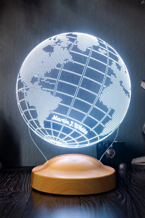 SEVGİ LAMBASI Dünya Haritası Figürlü 3D Led Gece Lambası, 3 Boyutlu Küre Dünya Haritası Led Lamba - 5