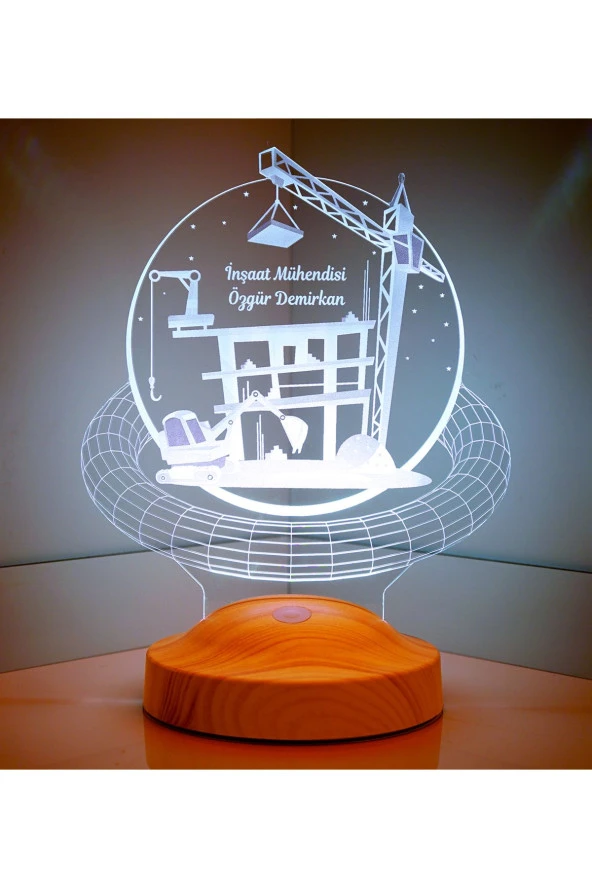 SEVGİ LAMBASI İnşaat Mühendisine Hediye, Müteahhit Hediyesi Masa Lambası, İnşaat Mühendisine İsimli Ofis Hediyesi - 2