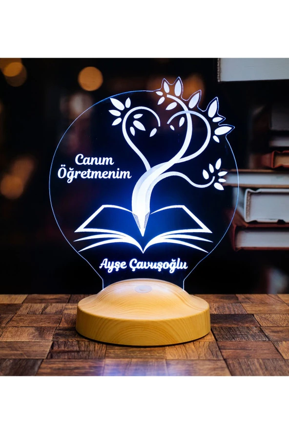 SEVGİ LAMBASI Öğretmenler Günü Hediyesi Canım Öğretmenim Kişiye Özel 3 Boyutlu Küre Led Lamba