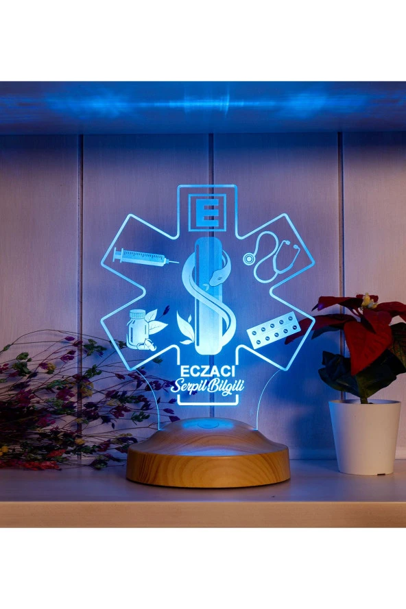 SEVGİ LAMBASI Eczacılar Günü Hediyesi, Eczacılara Özel Hediye, Eczane Logolu Led Lamba, Eczacı Teknisyenine Hediye