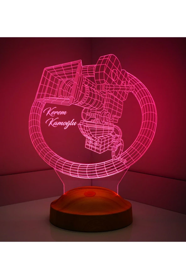 SEVGİ LAMBASI Kişiye Özel 3 Boyutlu Kamera Led Lamba, 3D Masa lambası, Film Çalışanlarına, Sinema Severlere Hediye - 3