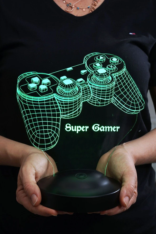SEVGİ LAMBASI Joystick Tasarımlı, Oyun Konsolu Tasarım, Gamer Hediyesi 3 Boyutlu Led Lamba, Gamer Masa Lambası - 6