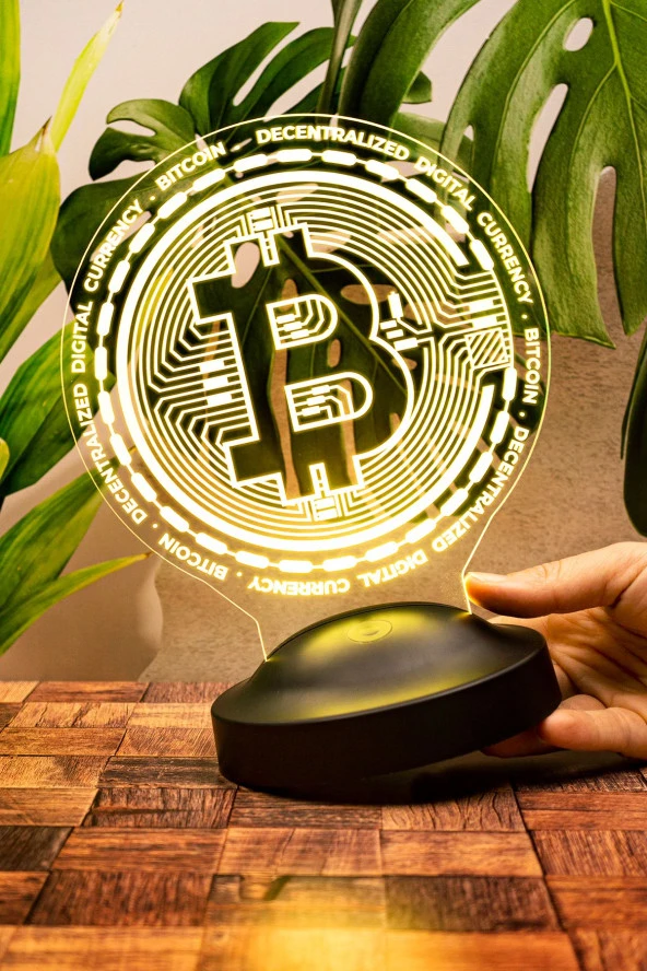 SEVGİ LAMBASI Bitcoin, Bitcoin Sembollü Hediye, Bitcoin Para Jetonu Şeklinde 3D Led Lamba, Kripto Para Logo