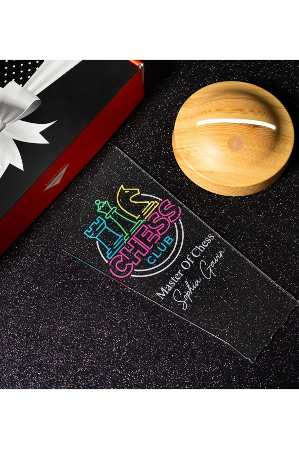 SEVGİ LAMBASI Satranç Turnuvası Kupa Ödül Hediyesi, Öğretmenine Hediye Led Lamba, Chess Renkli Masa Lambası - 3