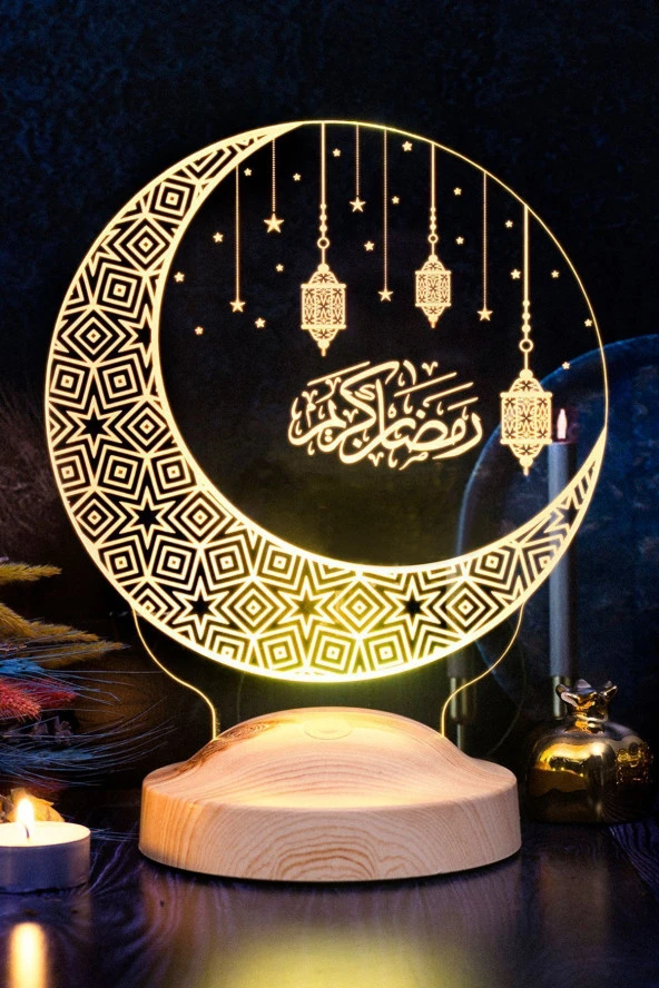 SEVGİ LAMBASI Ramazan Hediyesi, Dini Hediye Hilal & Kandil Hediyesi, Işıklı Ramazan Süsü, Hoşgeldin Ramazan