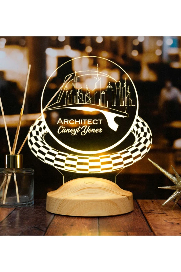 SEVGİ LAMBASI Inşaat Mühendisine Hediye, En Iyi Inşaat Mühendisine Özel Baret Şekilli Hediye Led Masa Lambası - 3