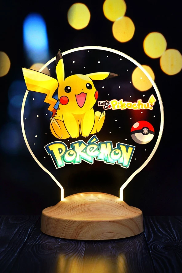 SEVGİ LAMBASI Pokemon, Pikachu Temalı Gece Lambası, Masa Lambası, Pokemon Çizgi Film Karakteri, Çocuk Odası Lamba