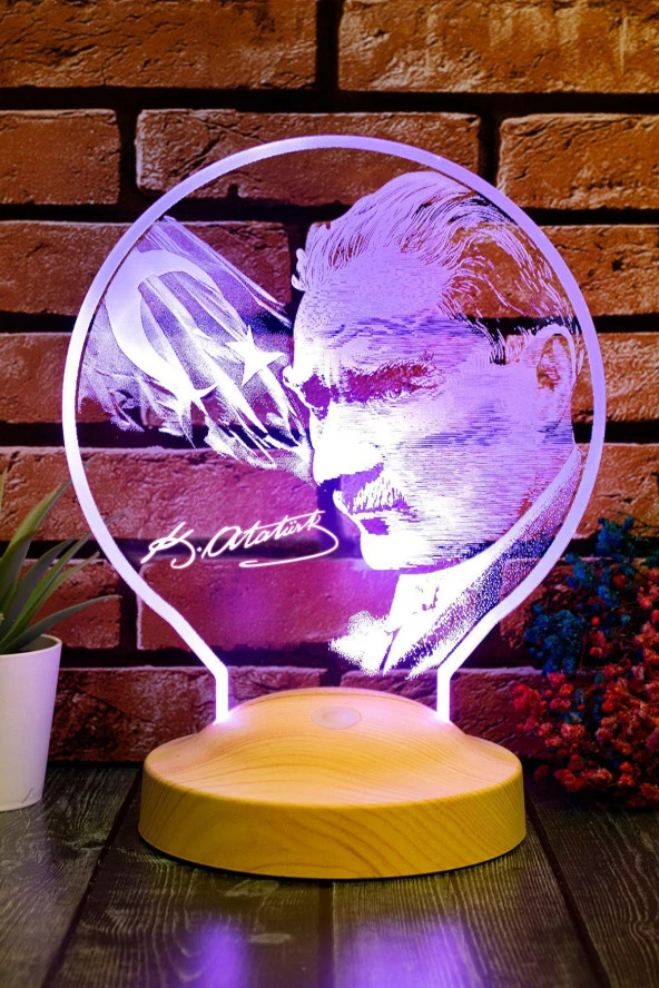 SEVGİ LAMBASI Cumhuriyetin 100. Yılı Hediyesi Atatürk Görselli Hediye, Atatürk Türk Bayrağı Hediyesi Led Lamba - 7