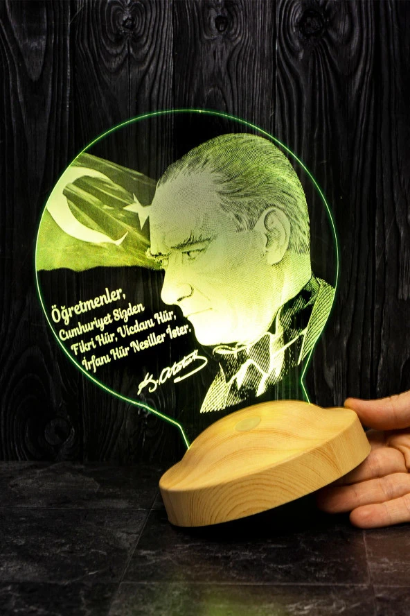 SEVGİ LAMBASI Cumhuriyetin 100. Yılı Hediyesi Öğretmen Hediyesi Atatürk Sözleri Led Lamba, Mustafa Kemal Atatürk