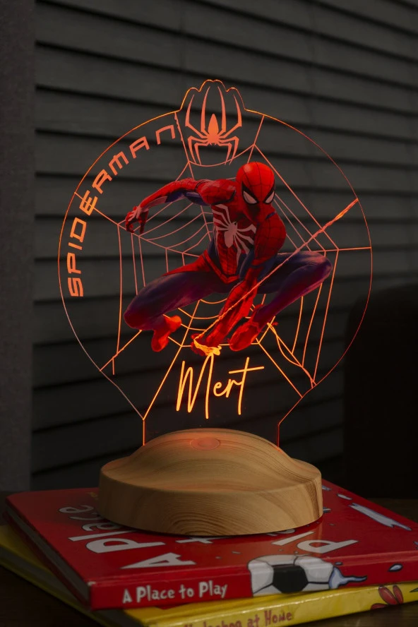 SEVGİ LAMBASI Spiderman Örümcek Adam Spider Man Figürlü Kişiye Özel Gece Lambası, Renkli Led Lamba, Spider-man