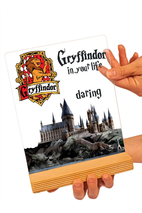 SEVGİ LAMBASI Harry Potter Hediyesi Hogwarts Gryffindor Binası Şeffaf Çerçeve